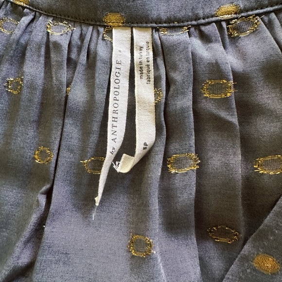 Anthropologie Blue Gray Dress with Gold Accents - Picture 3 of 3